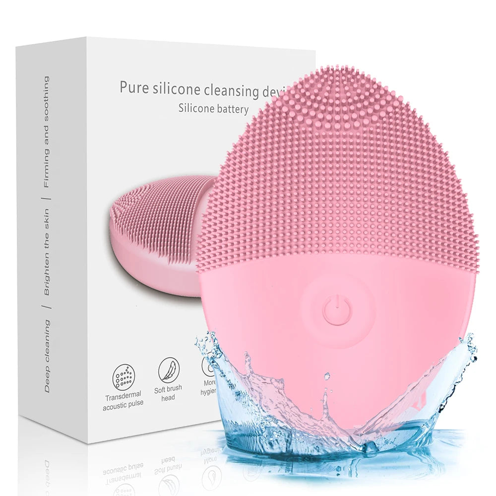 Electric facial cleanser facial cleansing brush deep pore cleaning silicone beauty facial sound wave vibration massage