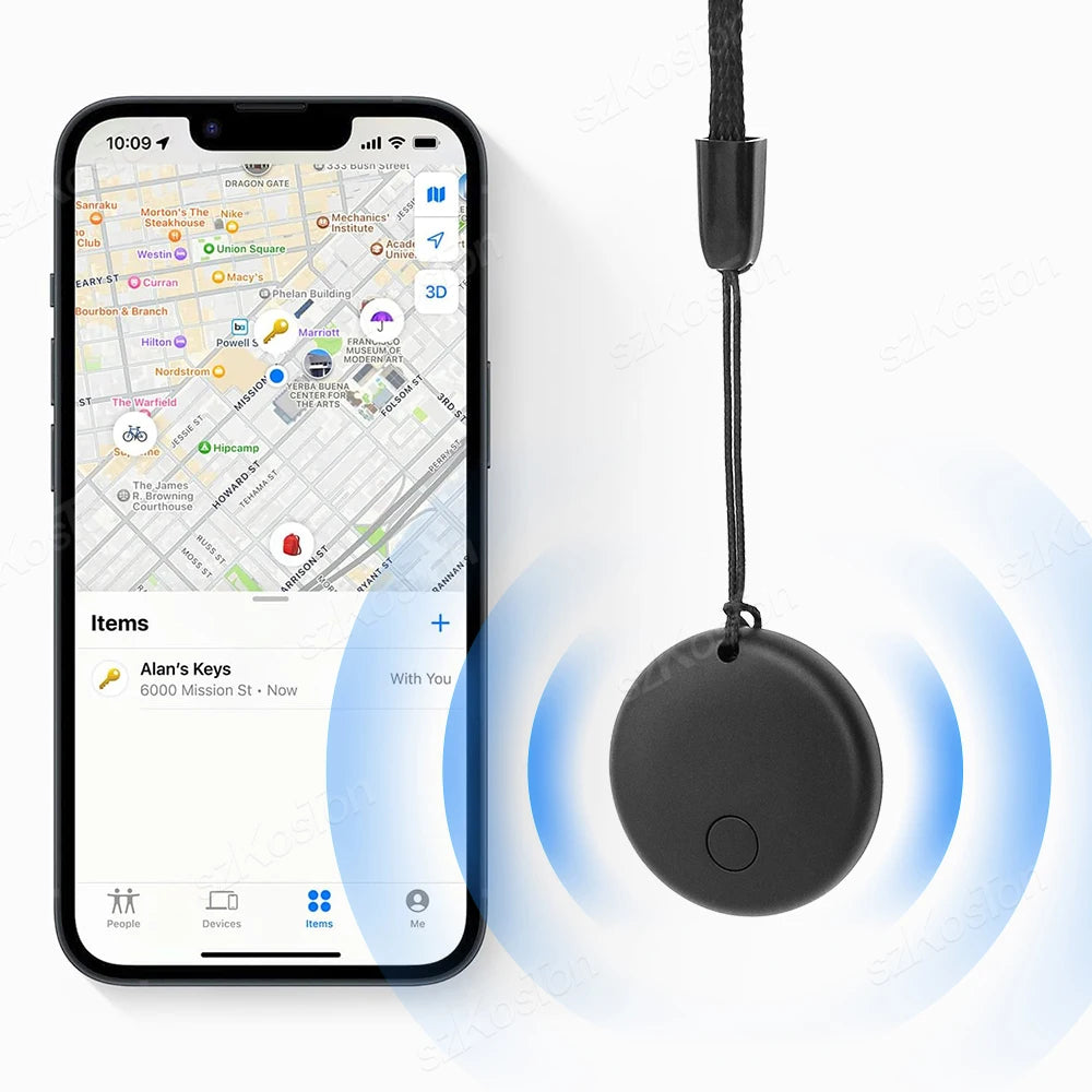 Mini Smart Tag Bluetooth Luggage Tracker Tag with Lanyard Works with IOS Find My for Keys Wallet Bags Suitcase GPS Tracker