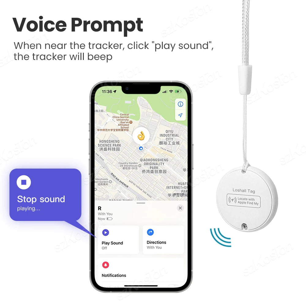 Mini Smart Tag Bluetooth Luggage Tracker Tag with Lanyard Works with IOS Find My for Keys Wallet Bags Suitcase GPS Tracker