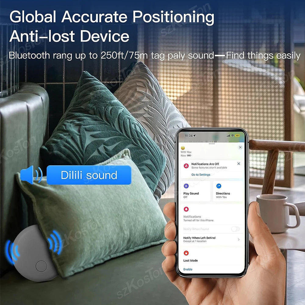 Mini Smart Tag Bluetooth Luggage Tracker Tag with Lanyard Works with IOS Find My for Keys Wallet Bags Suitcase GPS Tracker