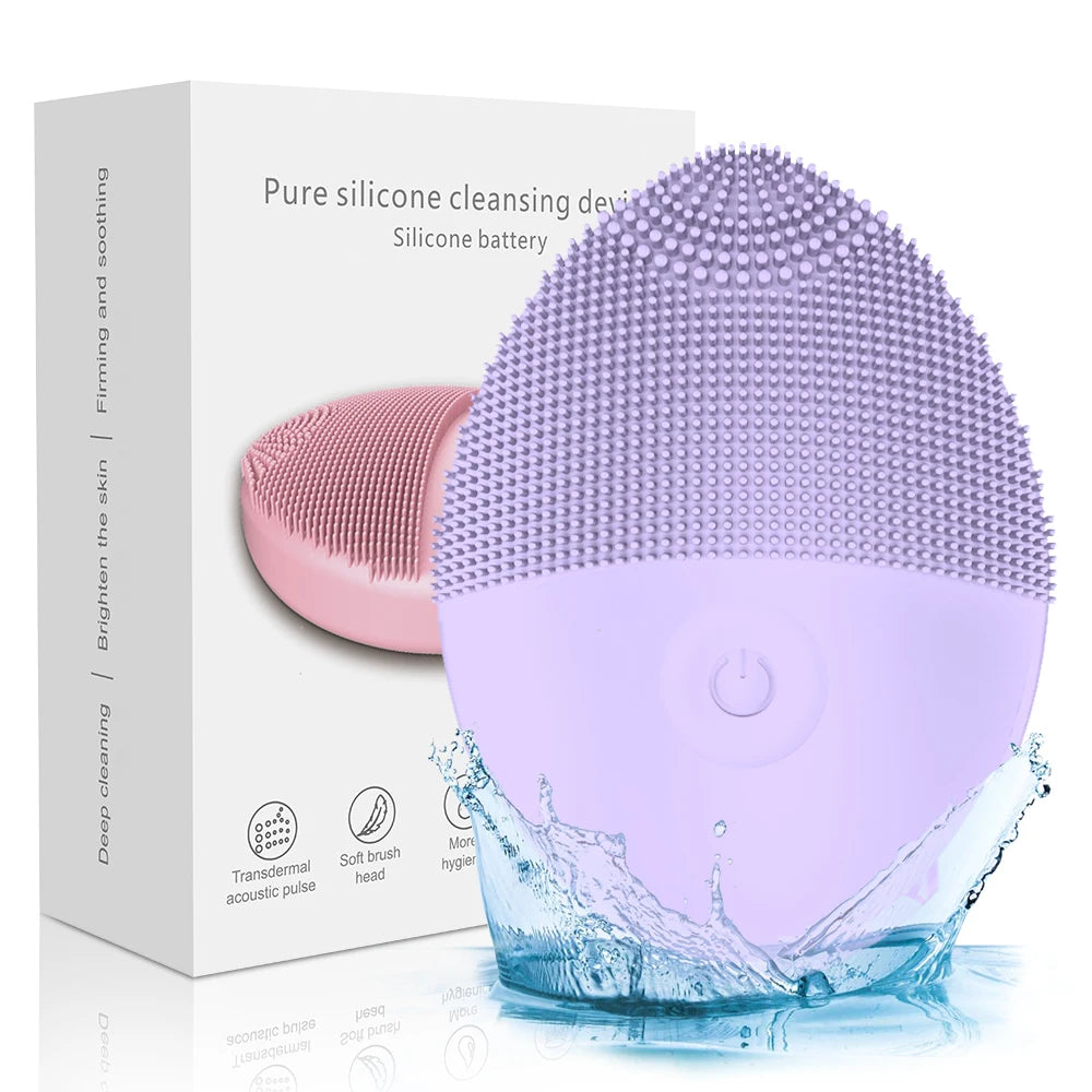 Electric facial cleanser facial cleansing brush deep pore cleaning silicone beauty facial sound wave vibration massage