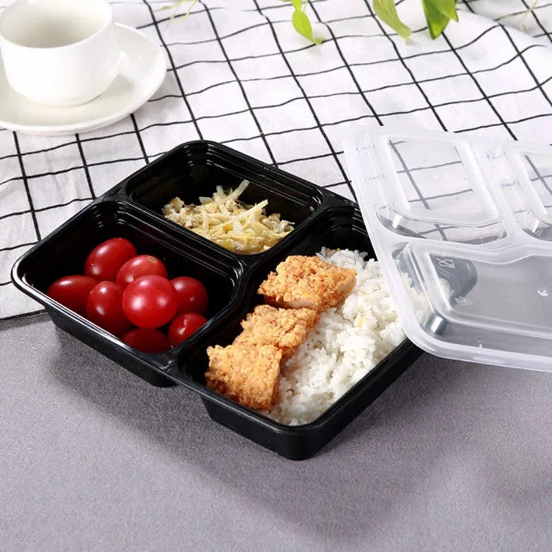 10 Sets Disposable Food Boxes with Lids Microwave Food Storage Boxes Kitchen Refrigerator Storage Containers Durable Stackable