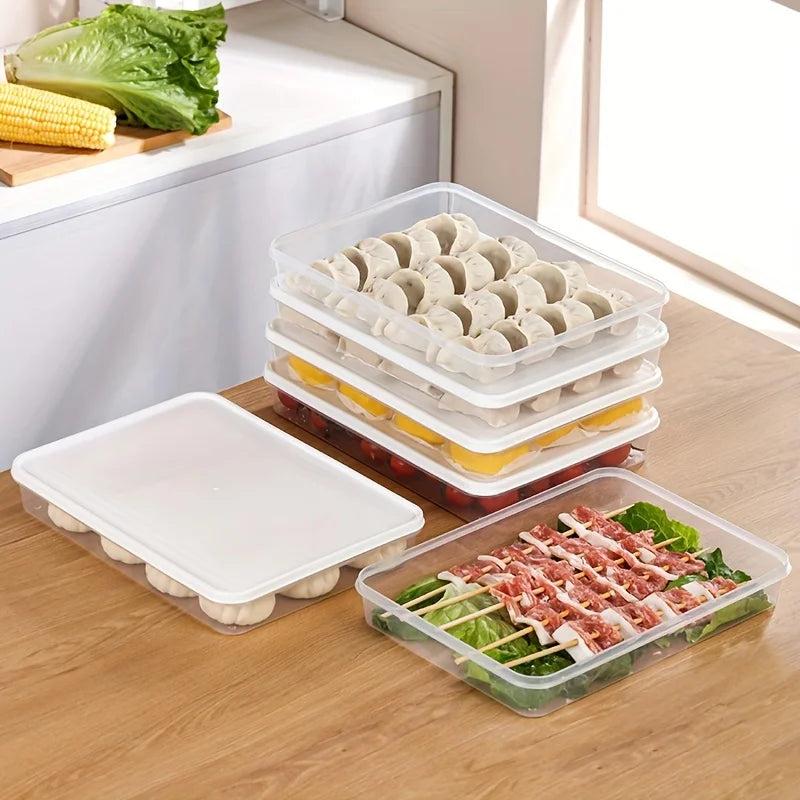 Food Storage Containers with Lids , Freezer & Microwave Safe, for Dumplings, Meats, Fruits & Vegetables Dumpling Storage Box
