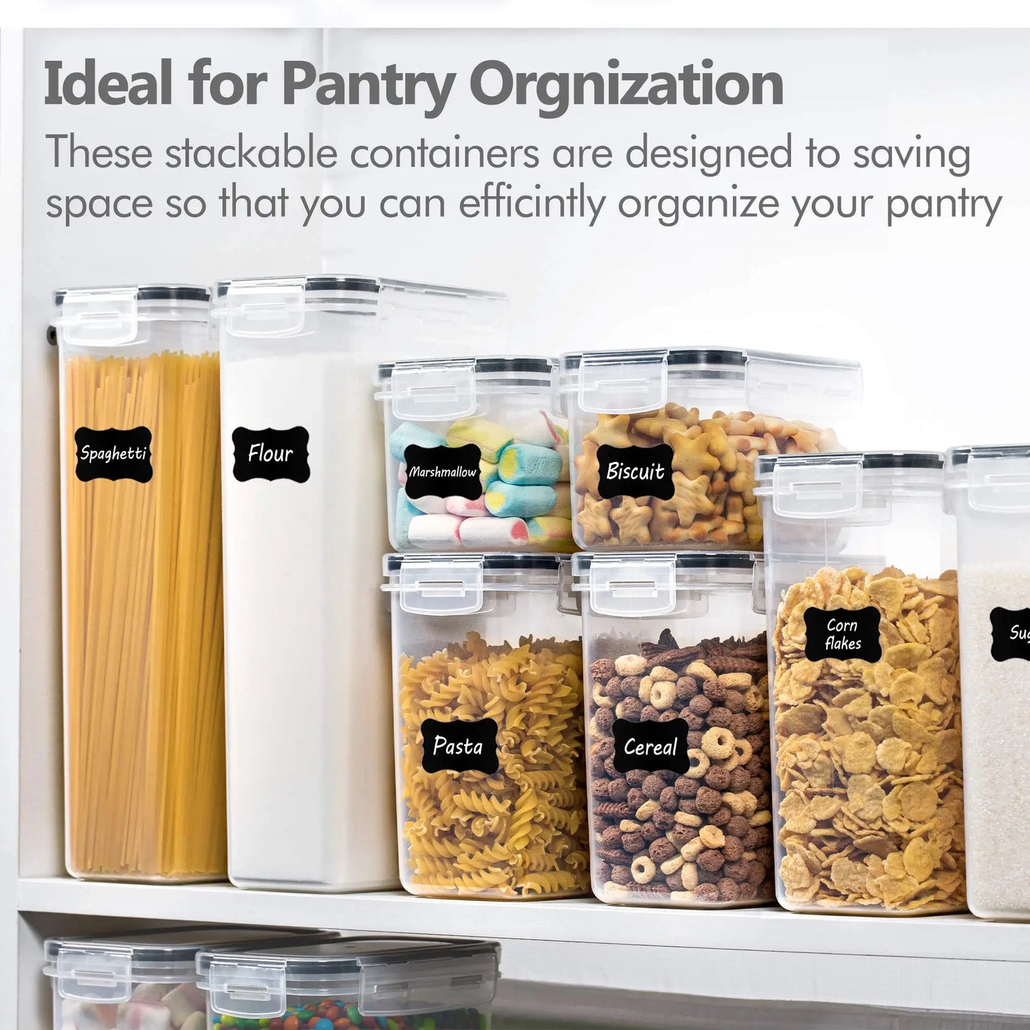 Food Storage Containers Kitchen Organizer and Storage Container with Lids Refrigerator Noodle Box Tank Sealed Cans 5Pcs Set