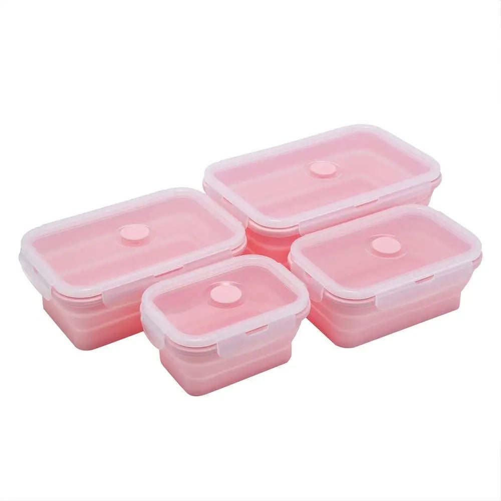 4 Pcs Silicone Collapsible Food Storage Containers with Lids Silicone Lunch Box Bento Box BPA free for Kitchen Pantry