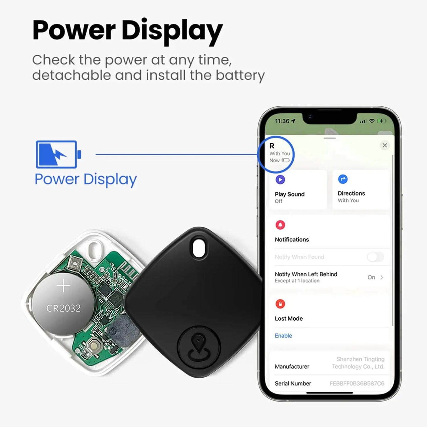Smart Bluetooth GPS Tracker Works with Find My APP Anti-Lost Reminder Device Wireless For Iphone Locator Key Kids Finder