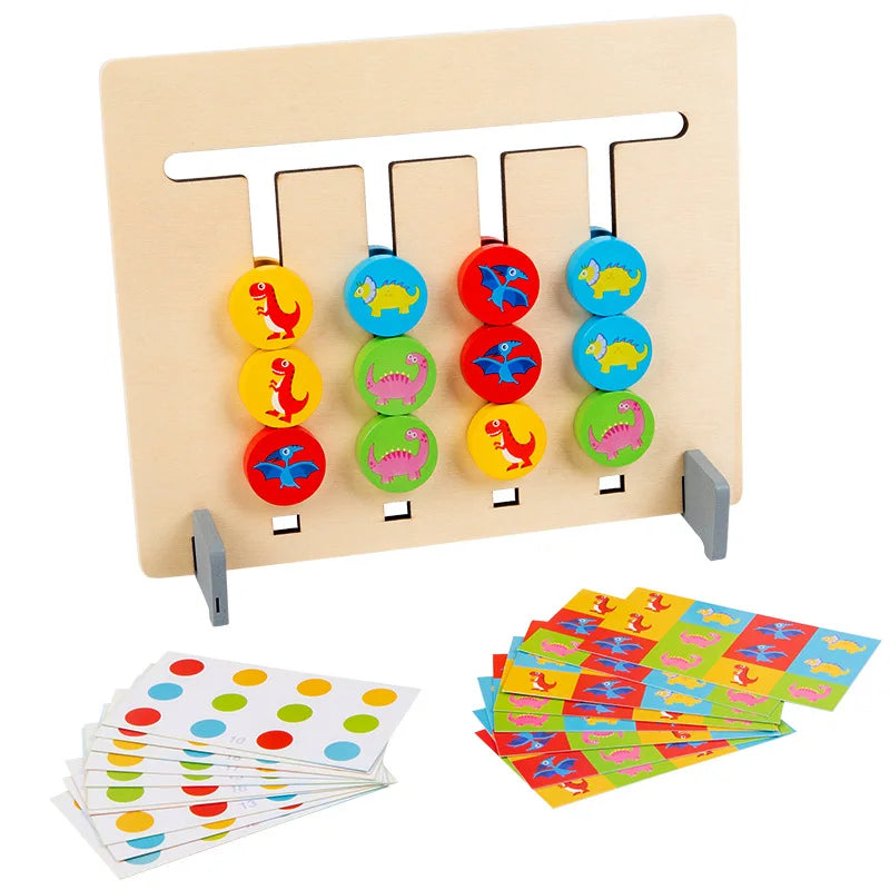 Montessori Wooden Toys Double-sided Matching Games for Kids 2 3 4 Years Logic Thinking Training Activity Board Baby Wooden Toys