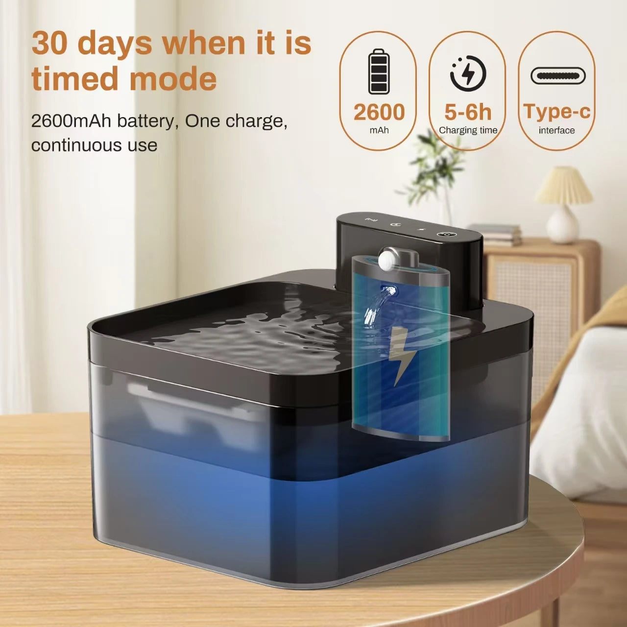 Wireless Automatic Cat Water Fountain 2.2L Intelligent Pet Water Dispenser With Filter Drinking Fountain For Cat Dog