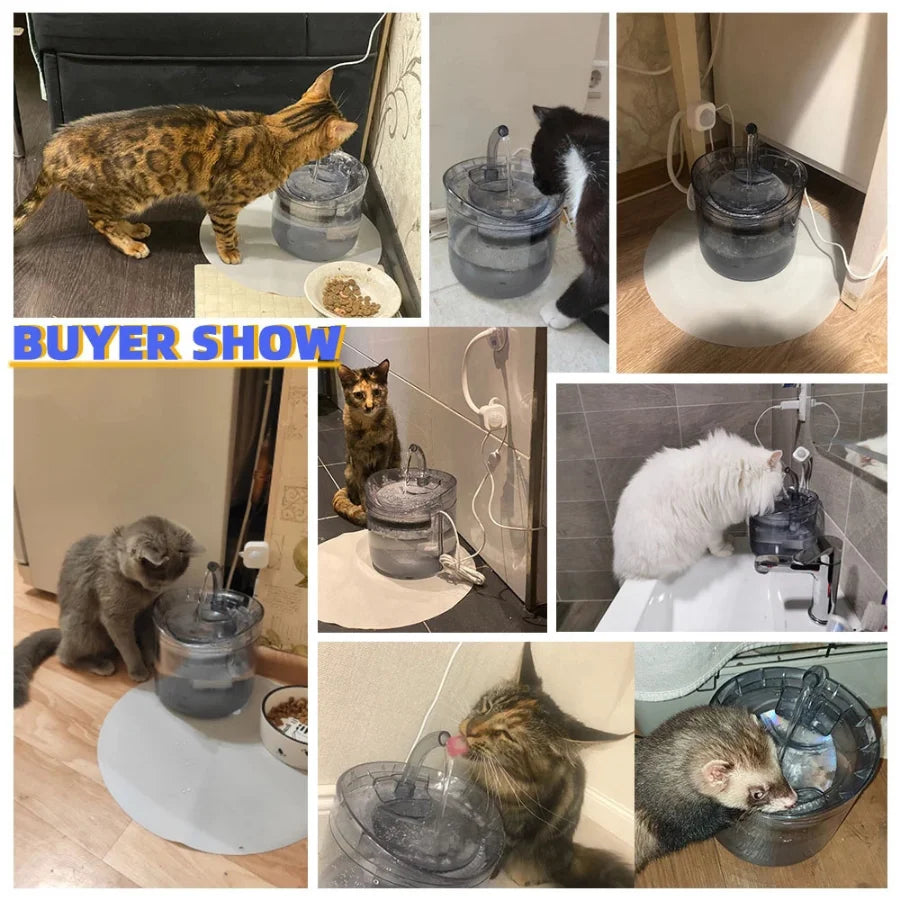 Pet automatic water dispenser, cat and dog sensing drinking water flow fountain filter, automatic circulation pet drinking water