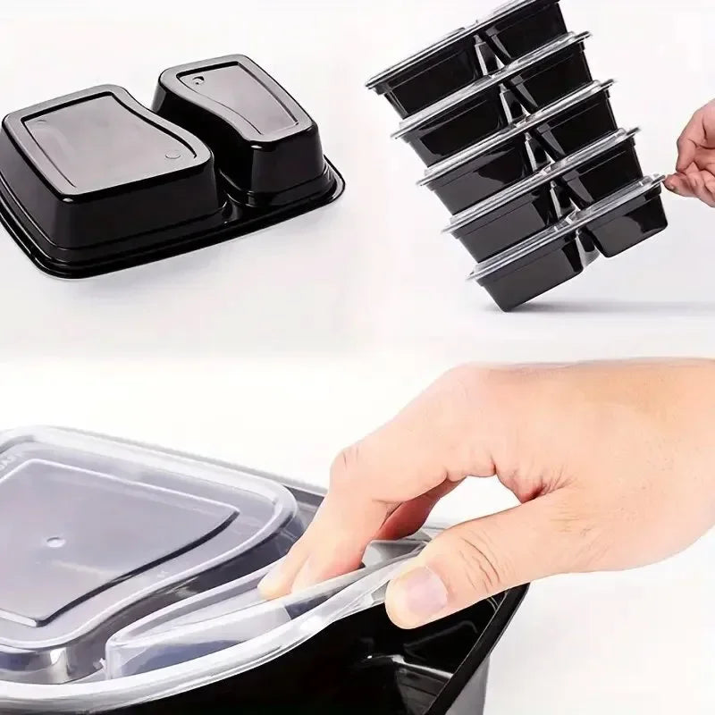 10 Sets Disposable Food Boxes with Lids Microwave Food Storage Boxes Kitchen Refrigerator Storage Containers Durable Stackable