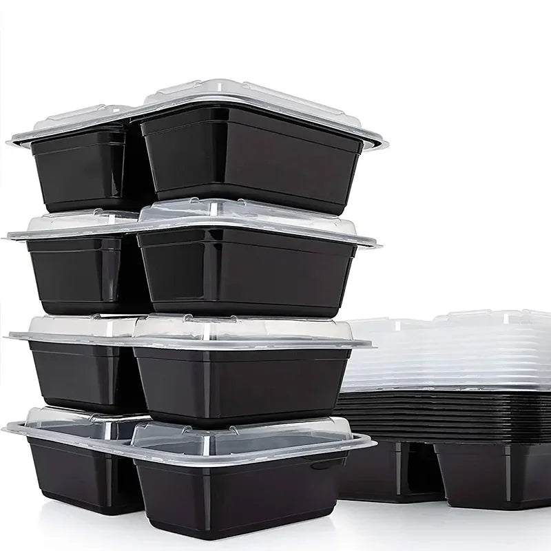10 Sets Disposable Food Boxes with Lids Microwave Food Storage Boxes Kitchen Refrigerator Storage Containers Durable Stackable