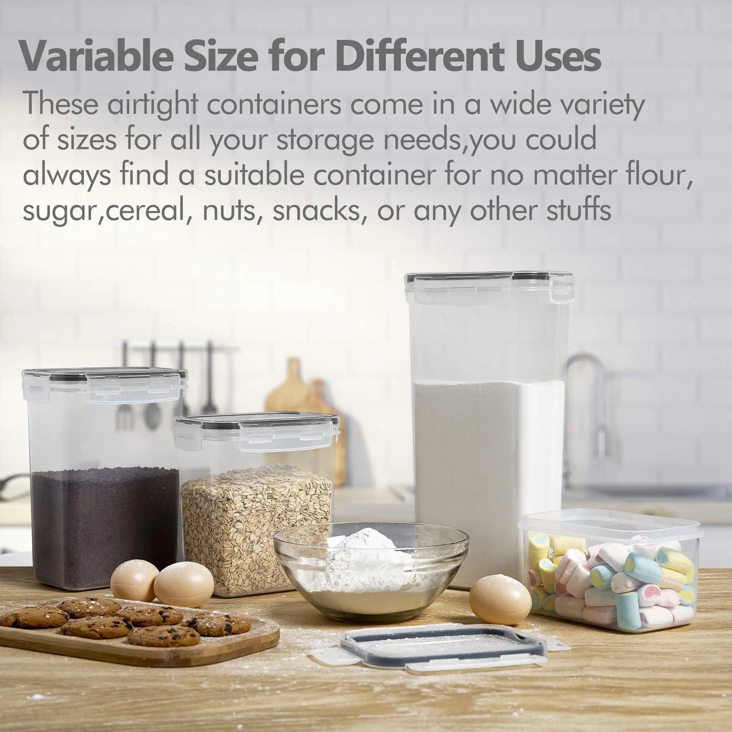 Food Storage Containers Kitchen Organizer and Storage Container with Lids Refrigerator Noodle Box Tank Sealed Cans 5Pcs Set