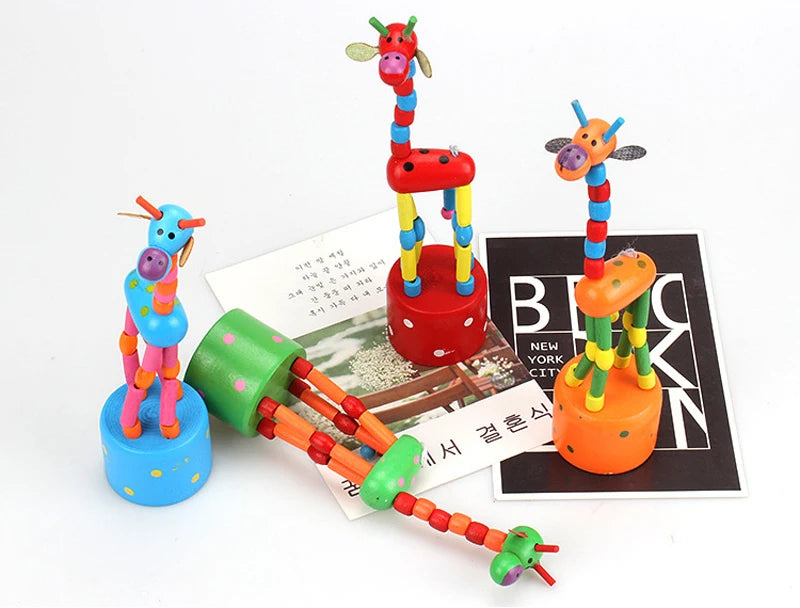 Montessori Educational Toy Kid Wooden Toys for Children Early Learning Exercise Baby Fingers Flexible Materials Giraffe Toy Gift