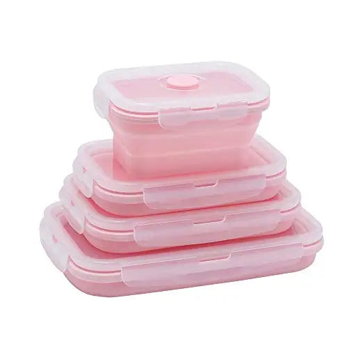 4 Pcs Silicone Collapsible Food Storage Containers with Lids Silicone Lunch Box Bento Box BPA free for Kitchen Pantry