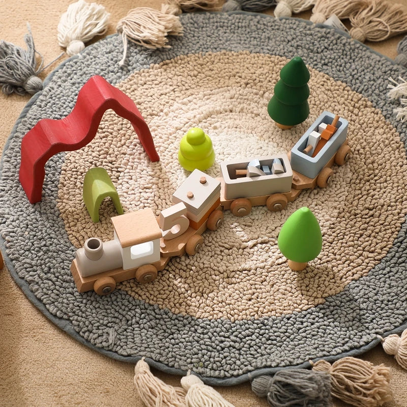 Montessori Toys Wooden Train Birthday Toy Baby Educational Toys Wooden Trolley Baby Learning Toys Number Of Wood Baby Toys Gifts