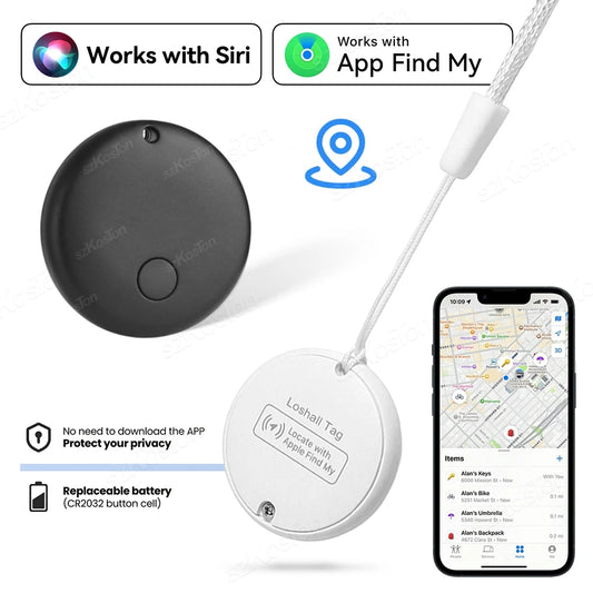 Mini Smart Tag Bluetooth Luggage Tracker Tag with Lanyard Works with IOS Find My for Keys Wallet Bags Suitcase GPS Tracker